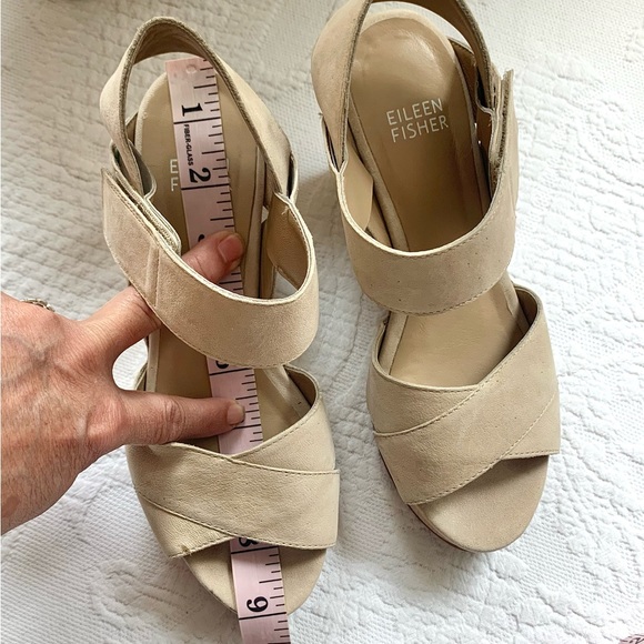 Eileen Fisher Leather Wooden Cut Out Clog Wedge 5 5.5 - Picture 13 of 16